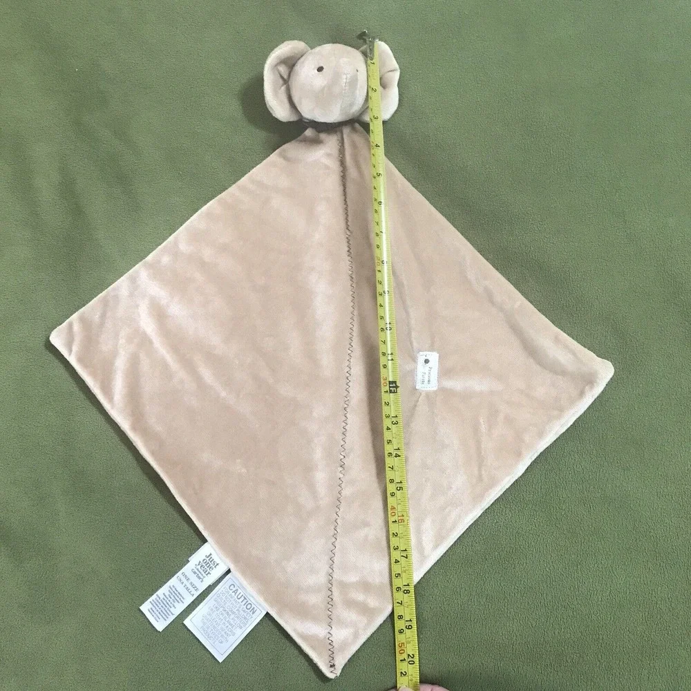 Just One Year Precious Firsts Tan Brown Elephant Security Blanket Lovey Rattle